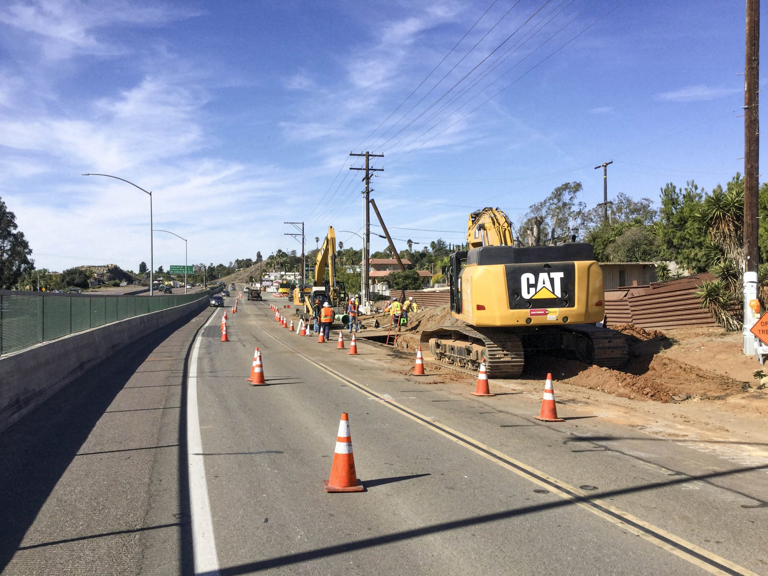 Vista Village Trunk Sewer roadside work trench