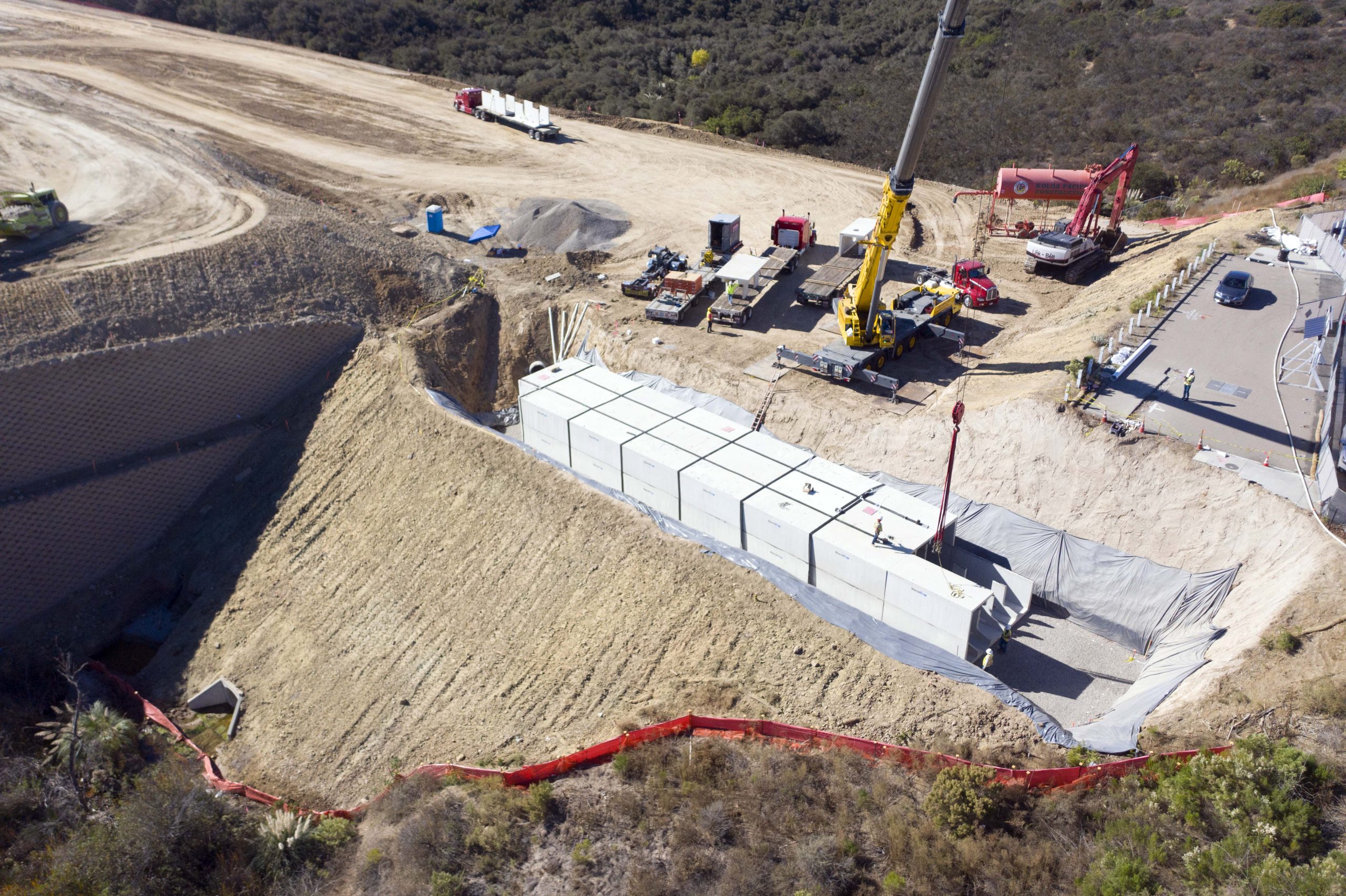 Merge 56 overhead view of stormwater management system being installed