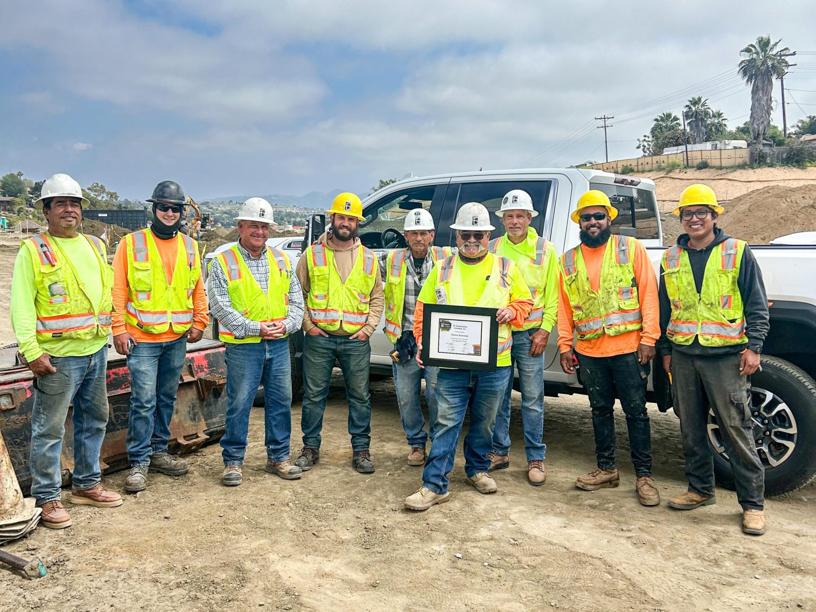 Frank Ramirez with crew, receiving his award for Employee of the 1st Quarter 2023