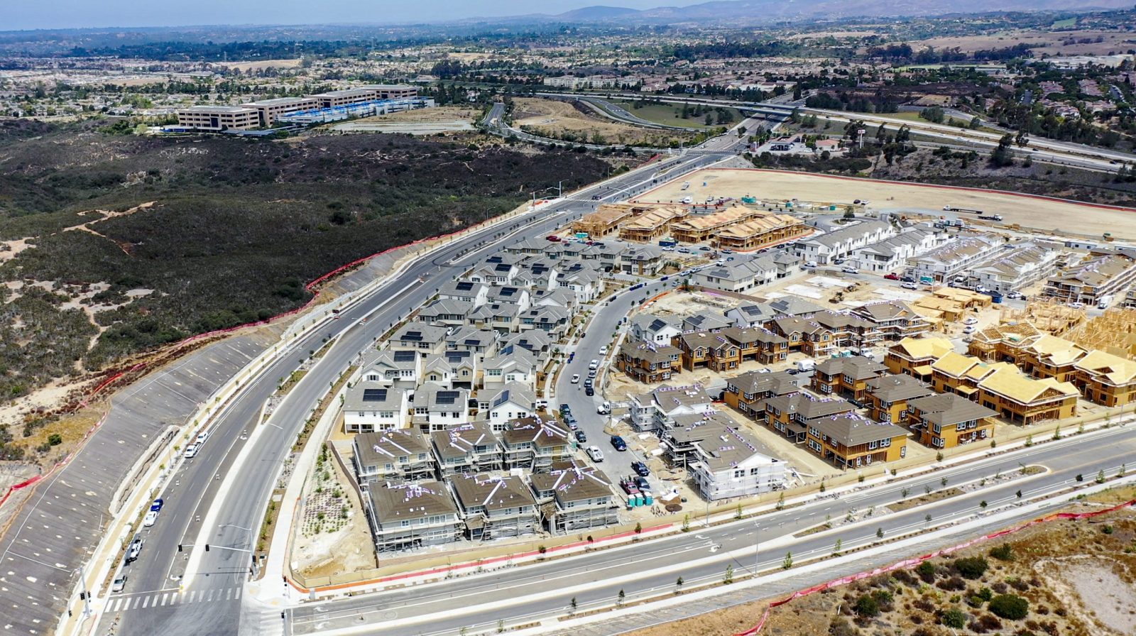 20007 Merge 56 aerial view of new housing and new roads