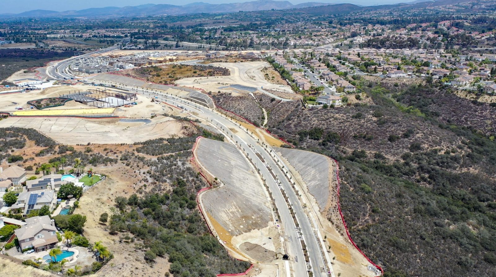 20007 Merge 56 aerial view of new housing and new roads