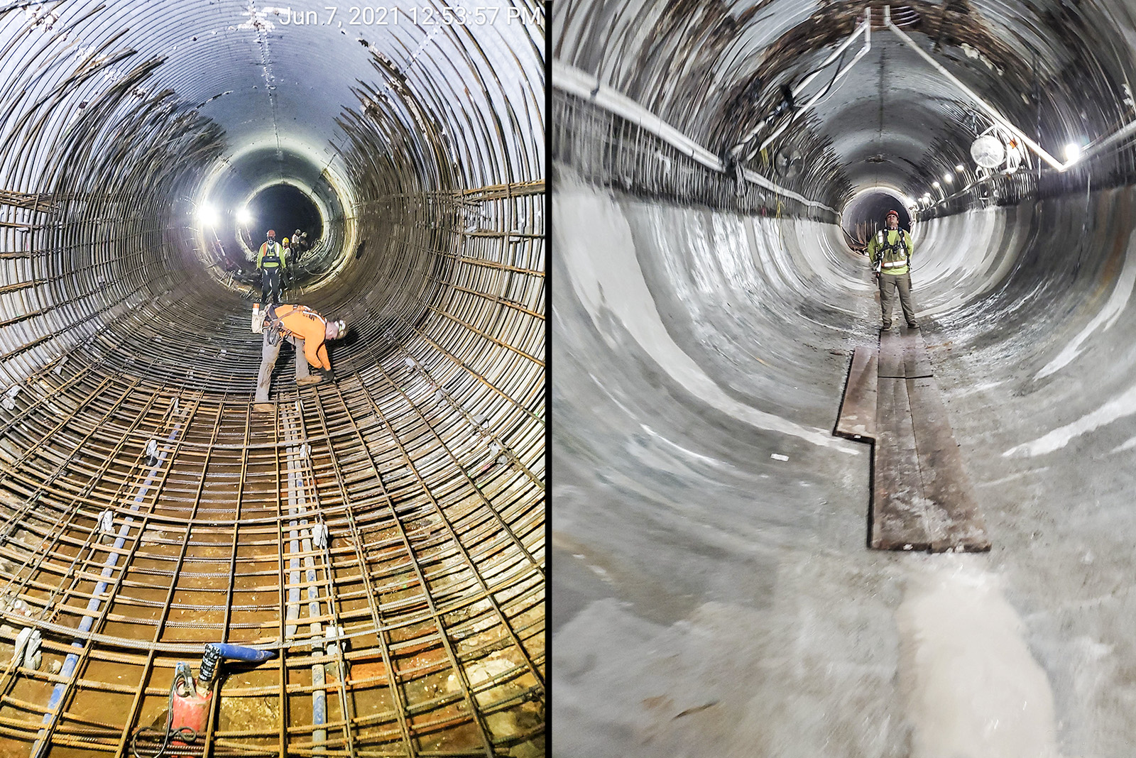 20-024 Villa La Jolla Drive 180" Storm Drain Emergency Improvements - workers inside drain pipe